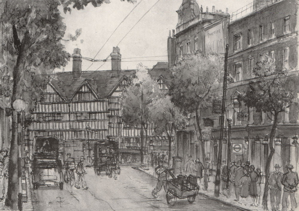 HIGH HOLBORN. Staple Inn, by Tom Waghorn 1947 old vintage print picture